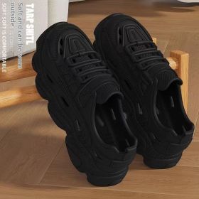 Men's Hole Shoes Thick-soled Beach Fishing Sandals (Option: Black Upgraded Version-35to36)
