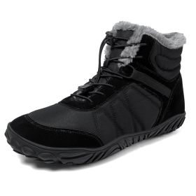 Outdoor Snow Boots Men's Platform Plus Waterproof Five-finger Hiking Shoes (Option: Black 8029-36)