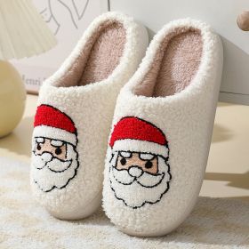 Christmas Home Slippers Cute Cartoon Santa Claus Cotton Slippers For Women And Men Couples Winter Warm Furry Shoes (Option: Santa Claus-36or37)