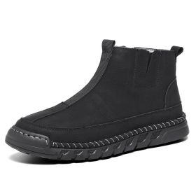 Slip-on High-top Casual Martin Boots (Option: Black And Thin-38)